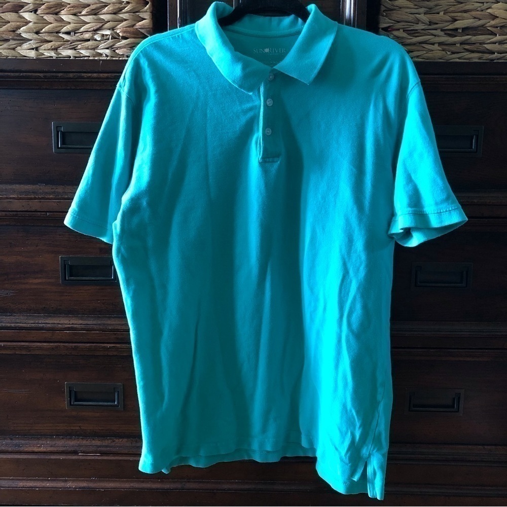 Sun River teal polo short sleeve shirt